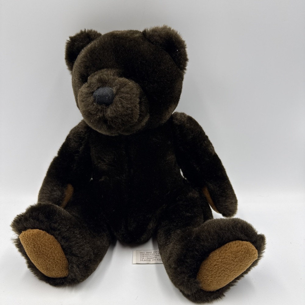 Velvets by Greek Dark Brown-Black Teddy Bear Plush Stuffed Toy 8" Sitting 62960